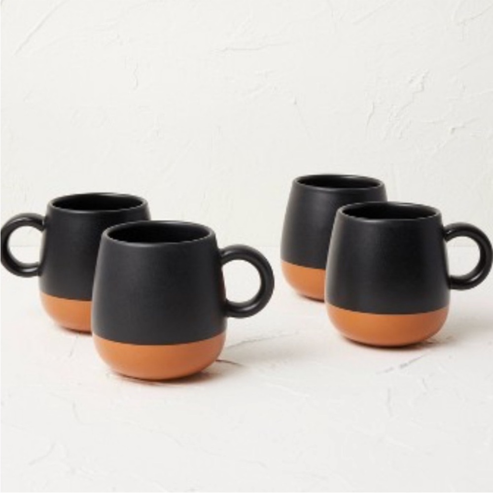Opalhouse Jungalow stoneware Black Coffee Mug Set of 4